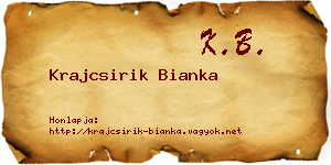 Krajcsirik Bianka névjegykártya